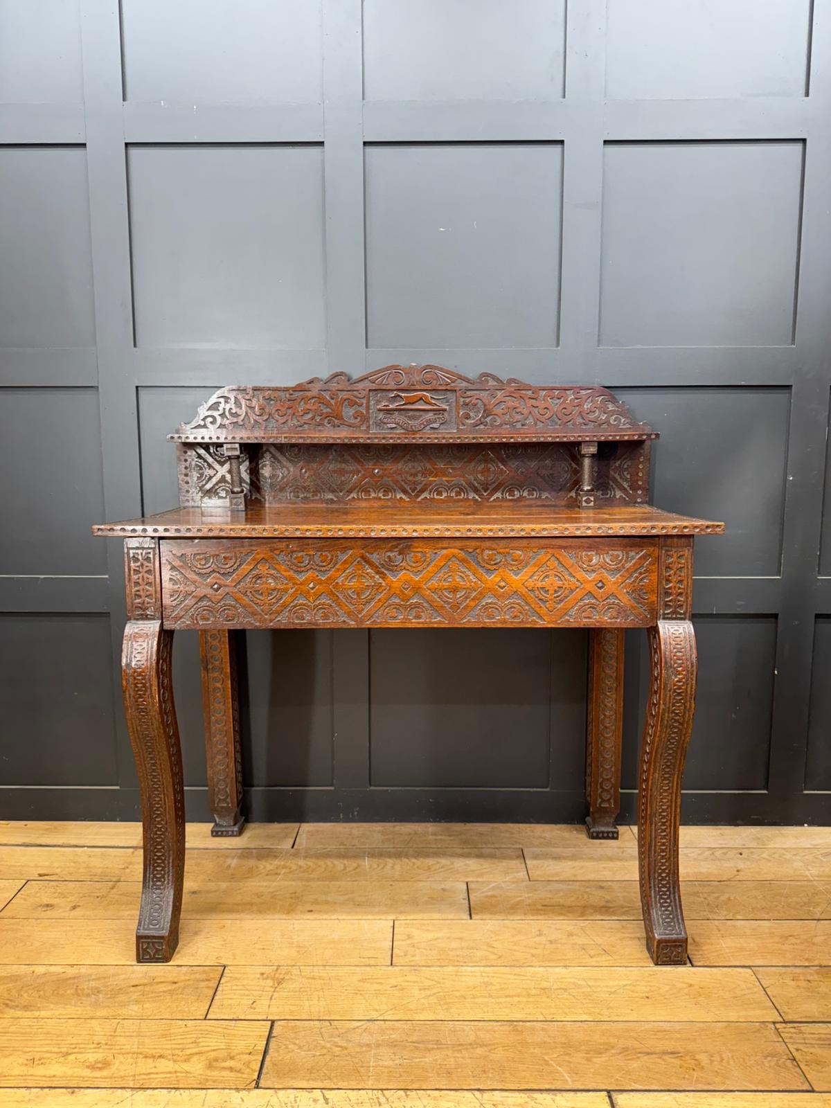 Antique Anglo-Indian Carved Oak Hall Table Sideboard / Antique Console Side Table