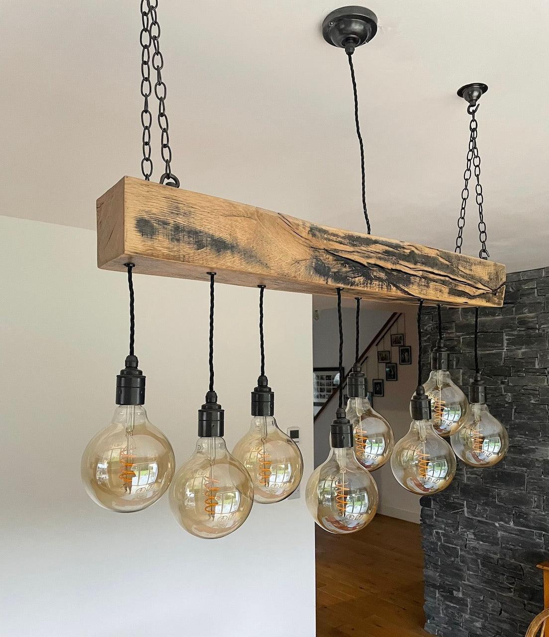 Oak Beam Chandelier | Rustic Kitchen Island & Dining Lighting UK