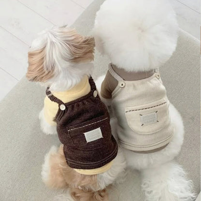 Puppy Clothes Fahion Solid-colour Corduroy Pet Vest For Teddy Dog Winter Casual Halter For Schnauzers Warm Clothing Pet Supplies