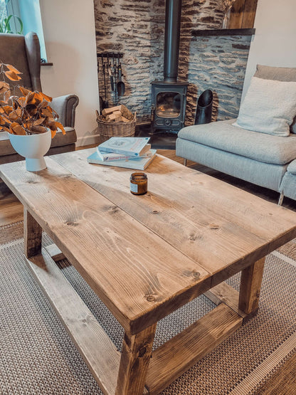 COAV Rustic Wooden Coffee Table