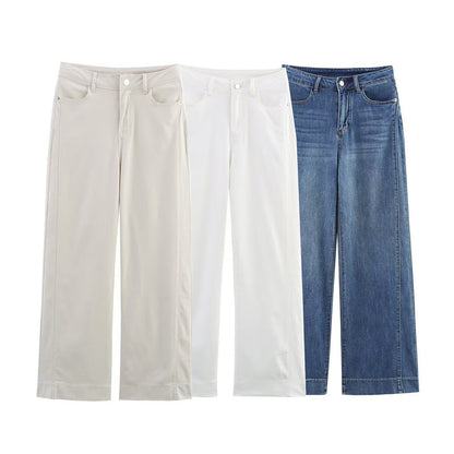 Casual Loose Vintage Commuter Denim Pants withStyle Design Sense