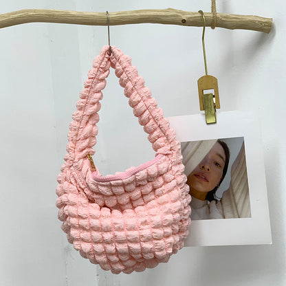 Women's Fashion Casual Solid Color Pleated Clouds Underarm Bag
