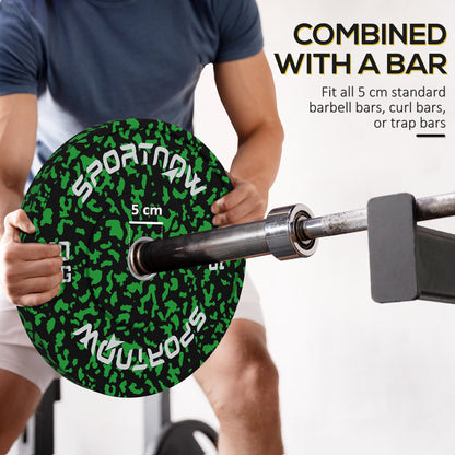 SPORTNOW Olympic Weight Plates Set, Solid Rubber Bumper Plates Weights Discs with 2"/5cm Holes, for Home Gym Weight Lifting Strength Training, 2 x 10kg