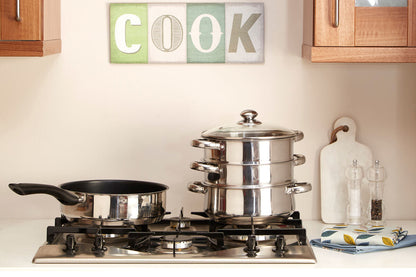 Crosse 3 Tier Stainless Steel Steamer with Glass Lid
