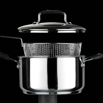 Tenzo 22 cm Stainless Steel Chip Pan with Glass Lid and Wire Basket