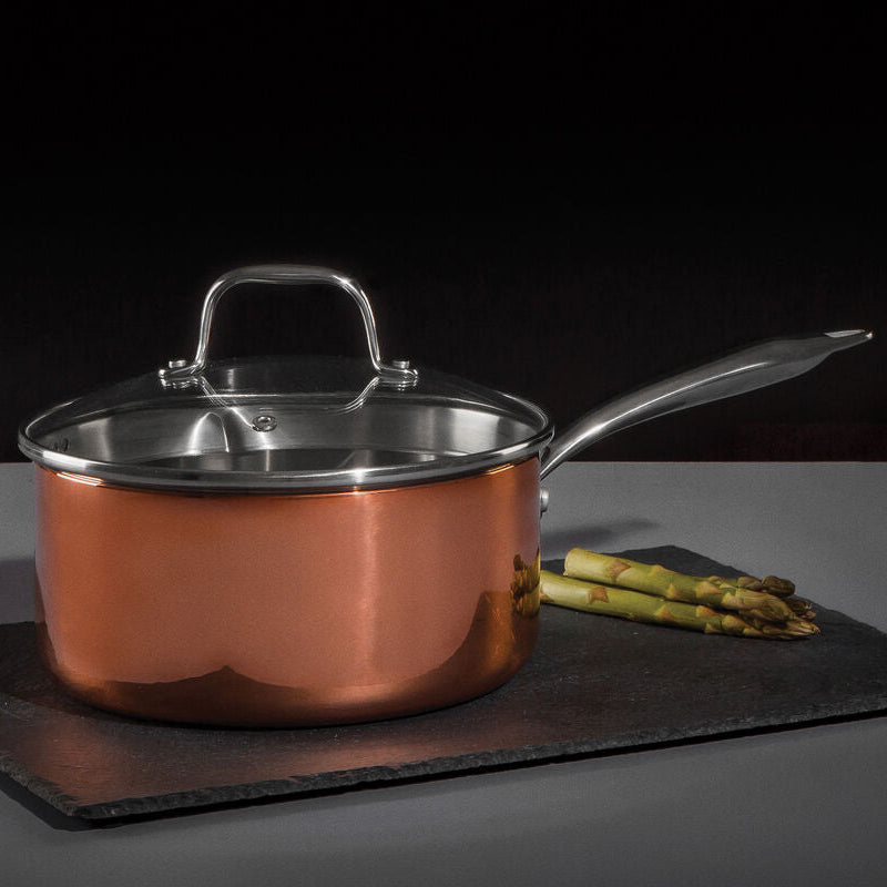 Copper Finish 20cm Saucepan with Lid | Minerva