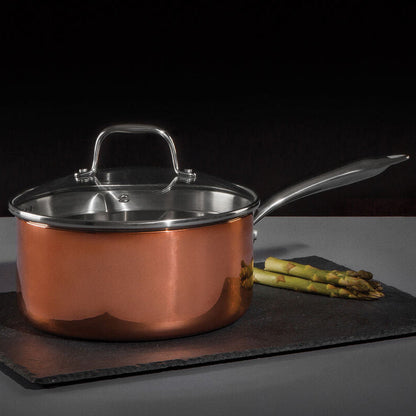 Copper Finish 20cm Saucepan with Lid | Minerva