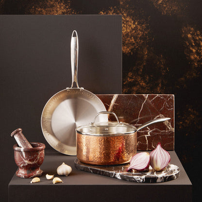 Minerva Copper Finish 24 cm Hammered Frying Pan