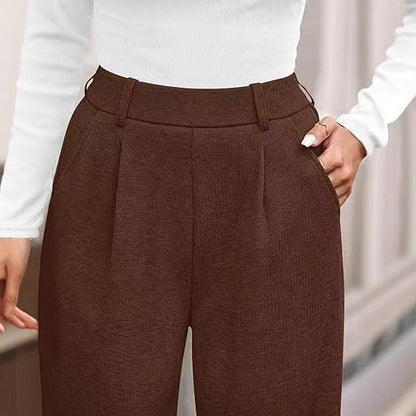 Solid Color Straight-leg Wide-leg Pants Women