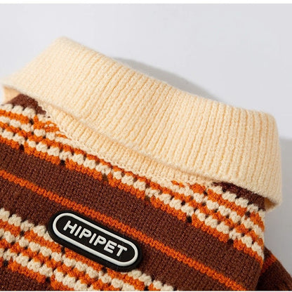 Cat Sweaters, Cold Weather Dog Striped Pullover, Warm Knitted Pet Clothes In Winter