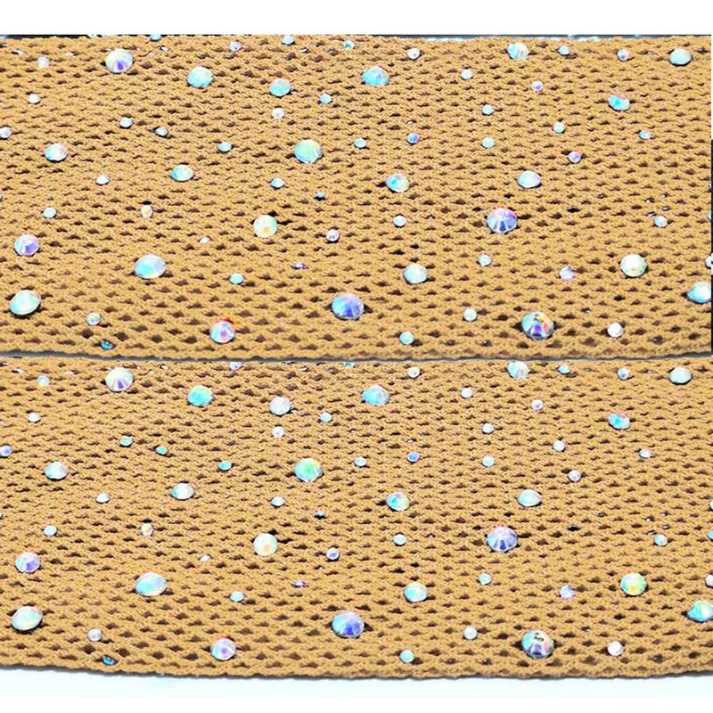 Women's Fishnet Tights With Hot-fixed Rhinestones And Colored Crystal Accents