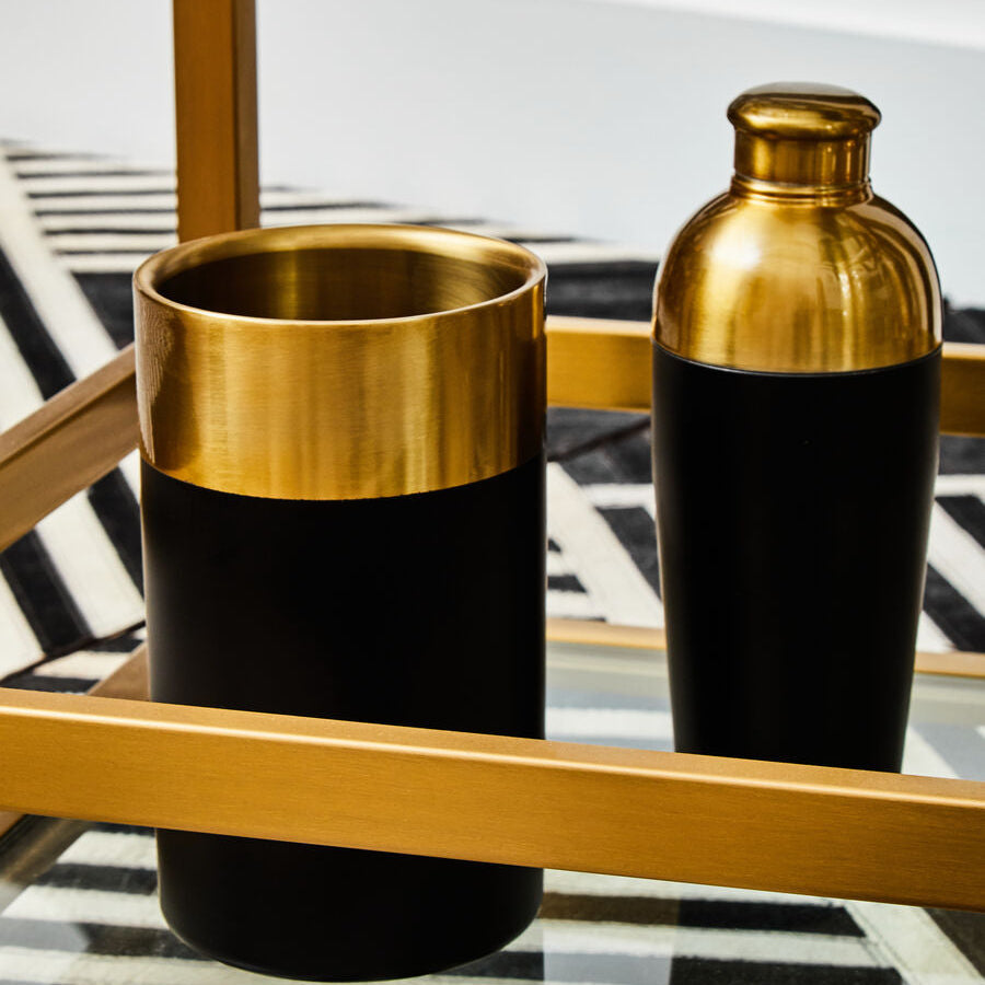 Mixology Gold Finish And Black Cocktail Shaker