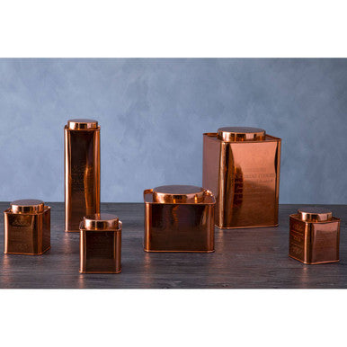 Chai Square Copper Finish Cake Canister