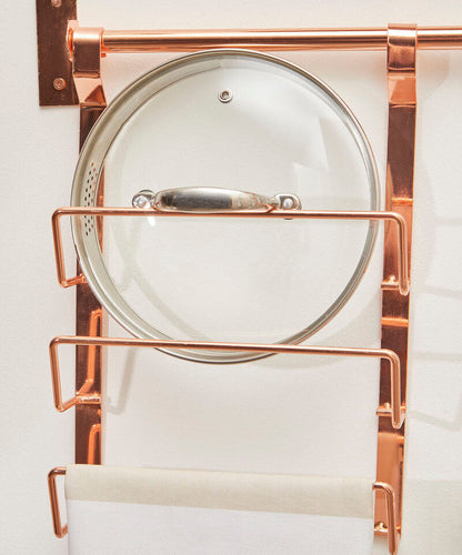 Rose Gold Hanging Pan Lid Rack | Sorello