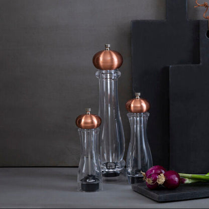 Cody Clear Small Salt or Pepper Mill with Copper Top
