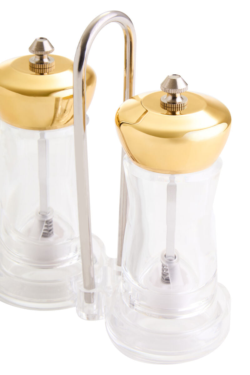 Cody Gold Salt And Pepper Mill Set On Stand