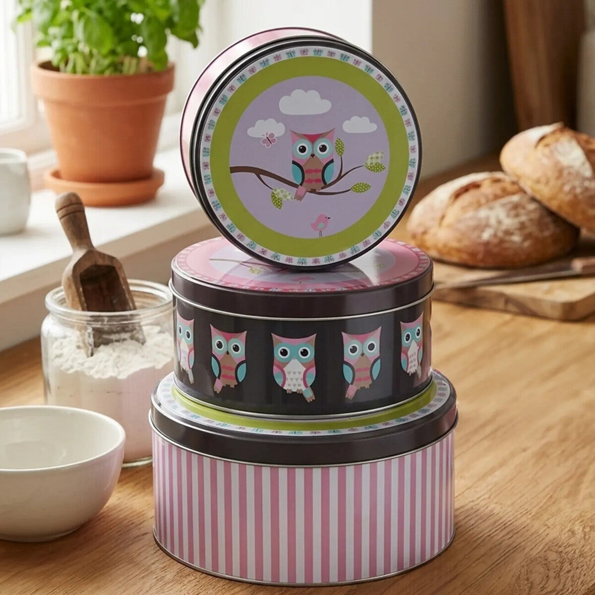 Paice Set of Three Happy Owls Storage Tins