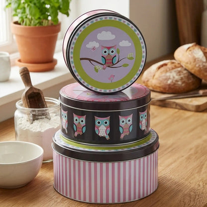Paice Set of Three Happy Owls Storage Tins
