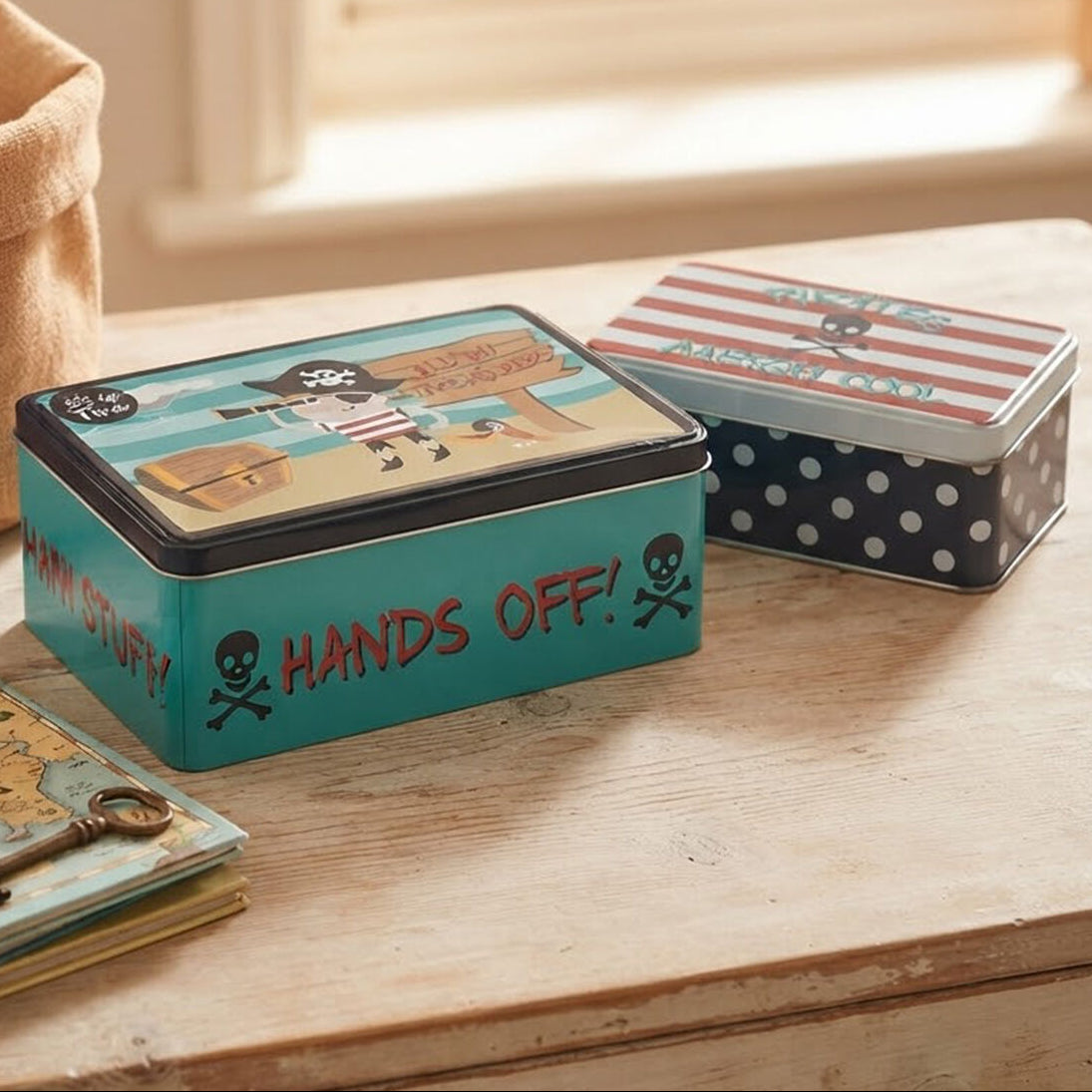 Pirate Set Of 2 Pirate Storage Tins