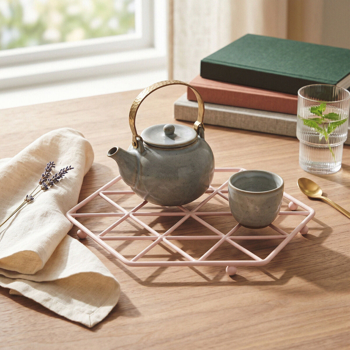 Vertex Pink Finish Hexagonal Trivet