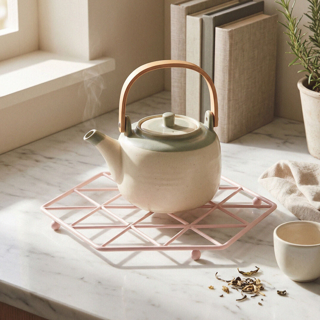 Vertex Pink Finish Hexagonal Trivet