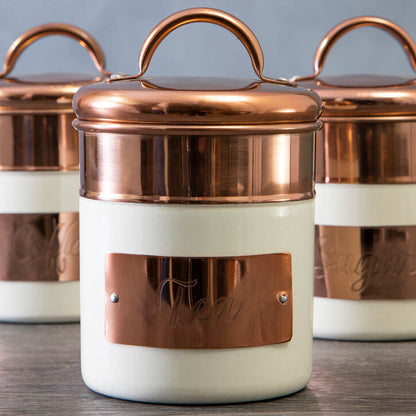 Prescott Cream And Copper Tea Canister