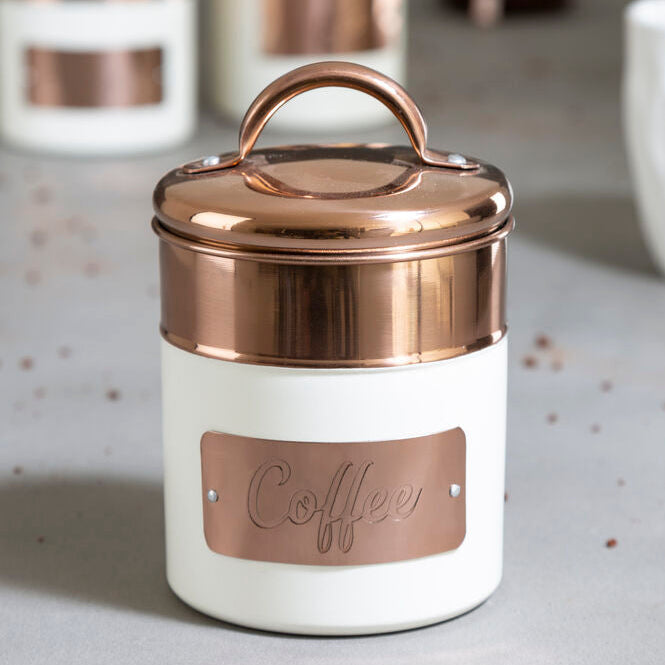 Prescott Cream And Copper Coffee Canister