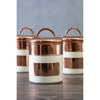 Prescott Cream And Copper Coffee Canister