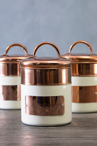 Cream and Copper Sugar Canister | Prescott