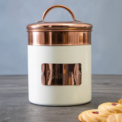 Prescott Cream And Copper Biscuit Canister