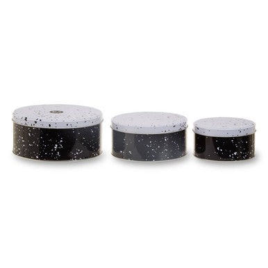 Paice Set Of Three Black And White Storage Tins