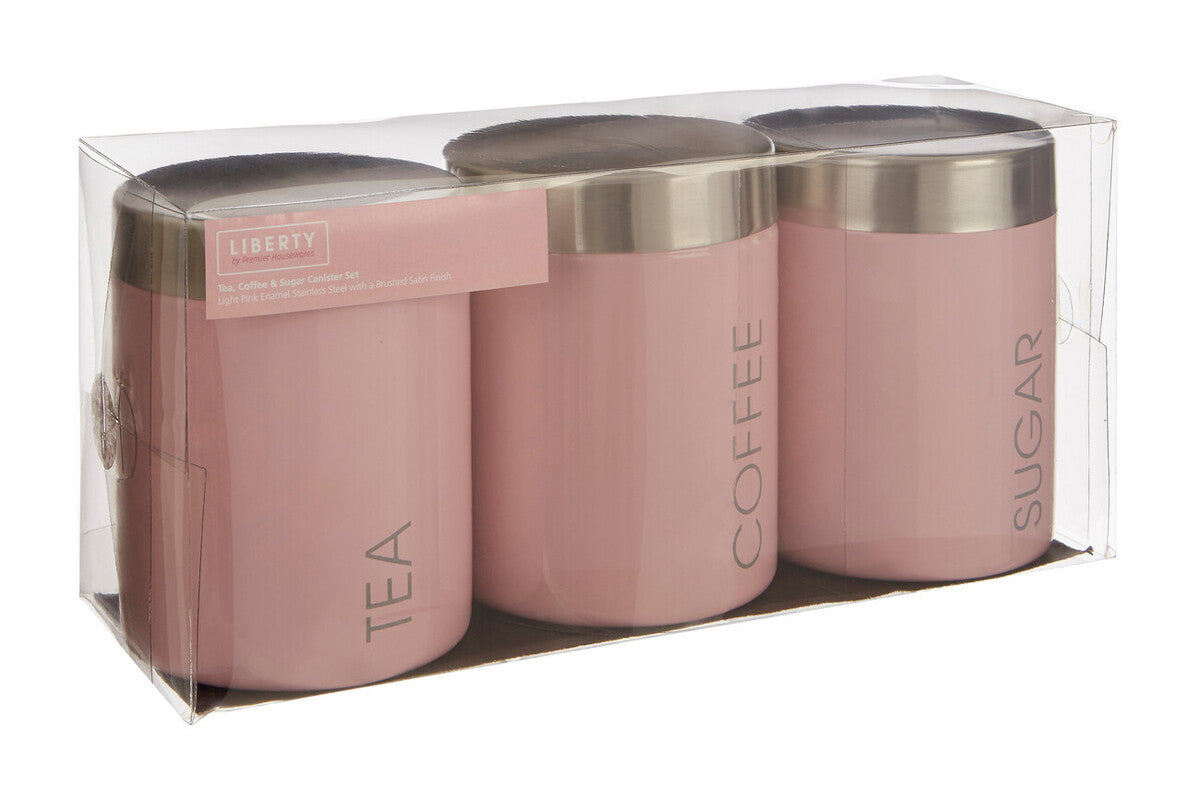 Liberty Light Pink Enamel Canisters