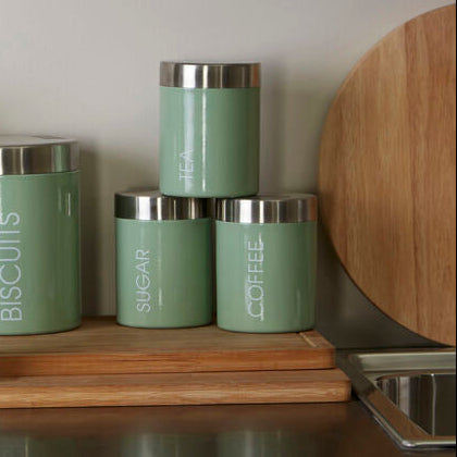 Liberty Set Of 3 Pistachio Enamel Canisters