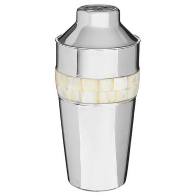 Silver Cocktail Shaker With Mother Of Pearl Inlay