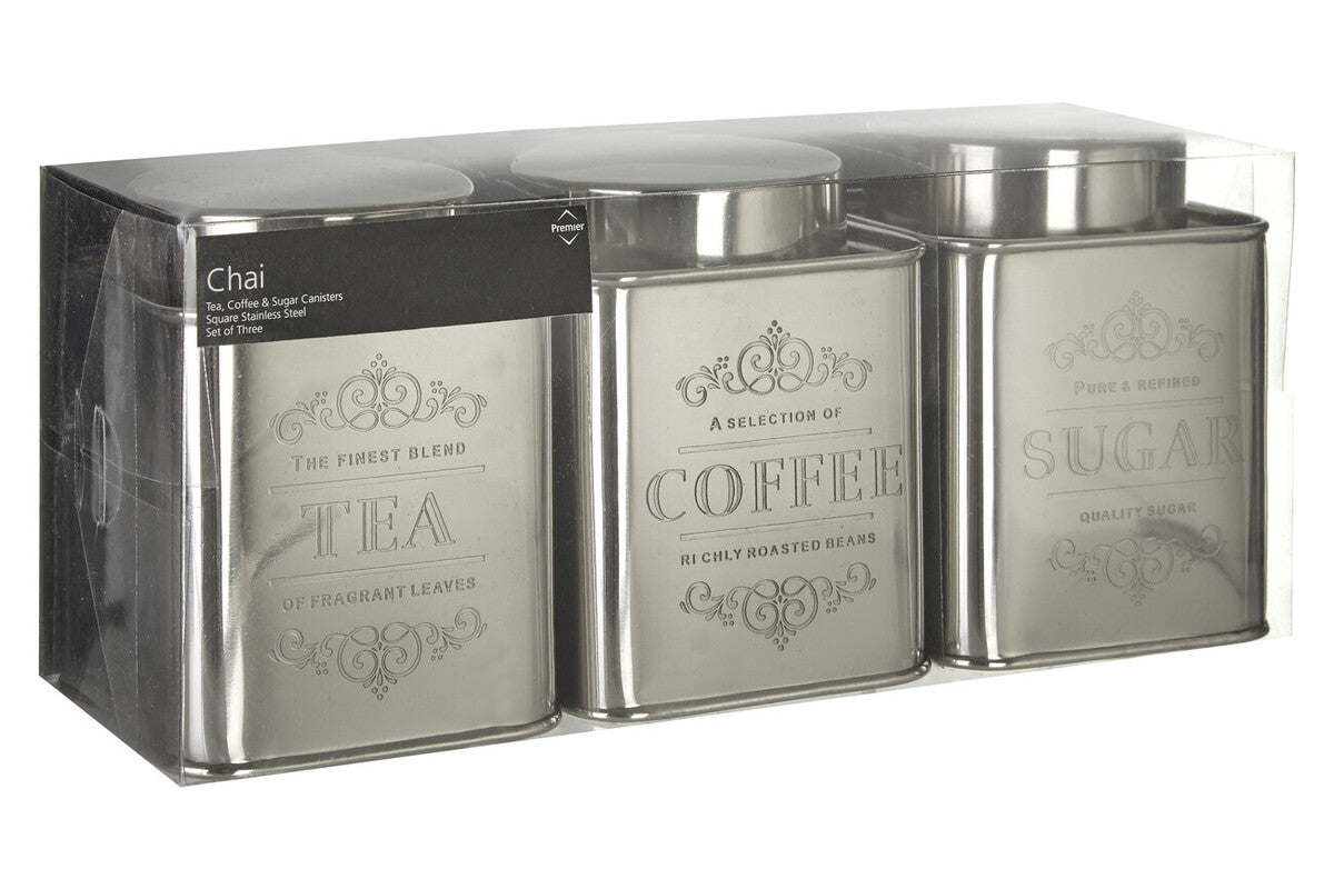 Stainless Steel Tea Coffee and Sugar Set | Chai