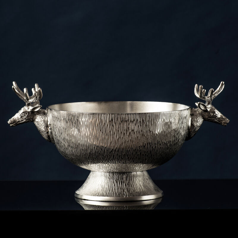 Stag Nickel Finish Punch Bowl