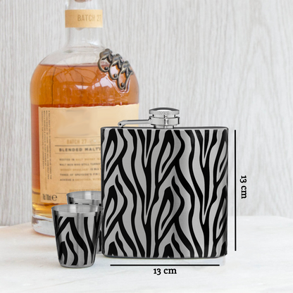 Auden Zebra  Hip Flask And Shot Glasses Set