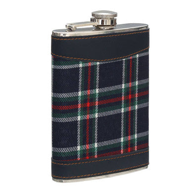 Blue Tartan Hip Flask
