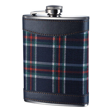 Blue Tartan Hip Flask