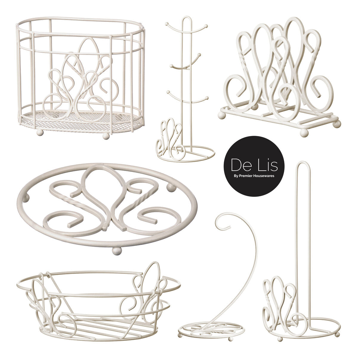 De Lis Cream Metal Napkin Holder