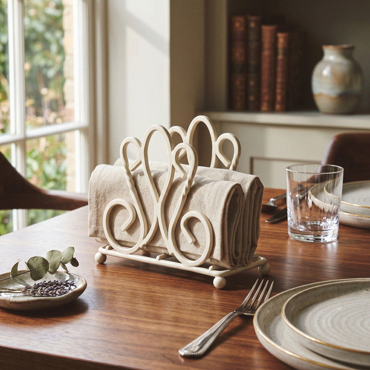 De Lis Cream Metal Napkin Holder