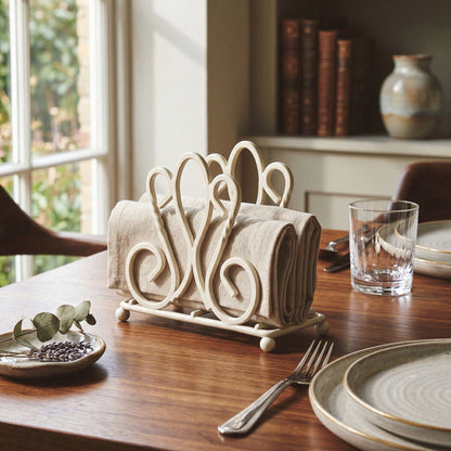 De Lis Cream Metal Napkin Holder
