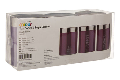 Purple Enamel Tea Coffee And Sugar Set