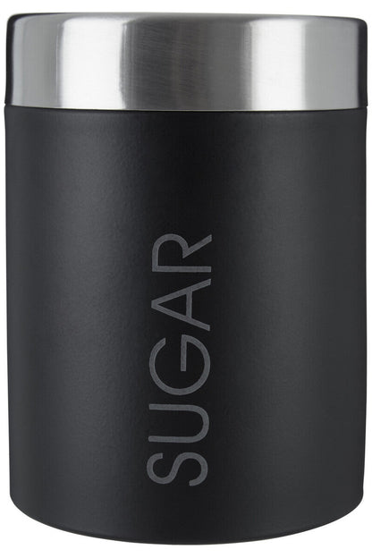 Liberty Black Enamel Sugar Canister With Silver Lid