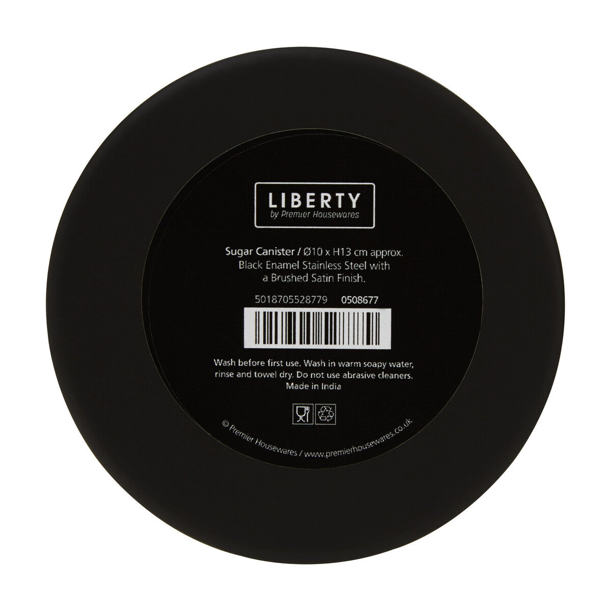 Liberty Black Enamel Sugar Canister With Silver Lid