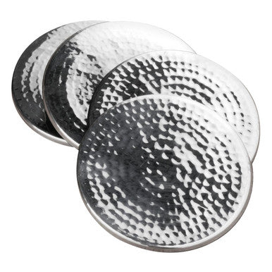 Mixology Set Of Four Hammered Effect Stainless Steel Coasters