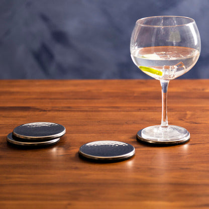 Mixology Set Of Four Hammered Effect Stainless Steel Coasters