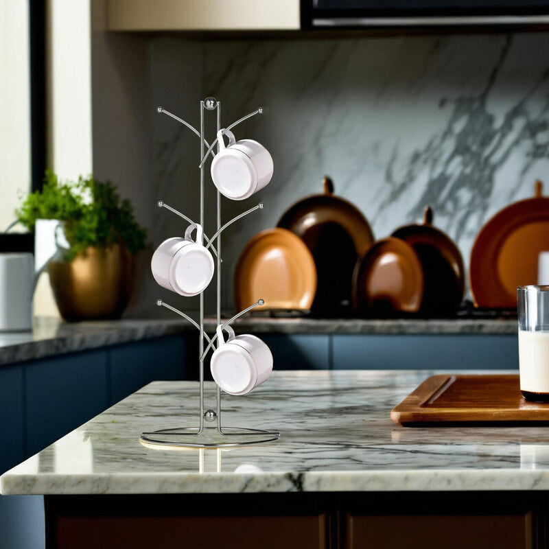 Helix  Chrome 6 Cup Mug Tree