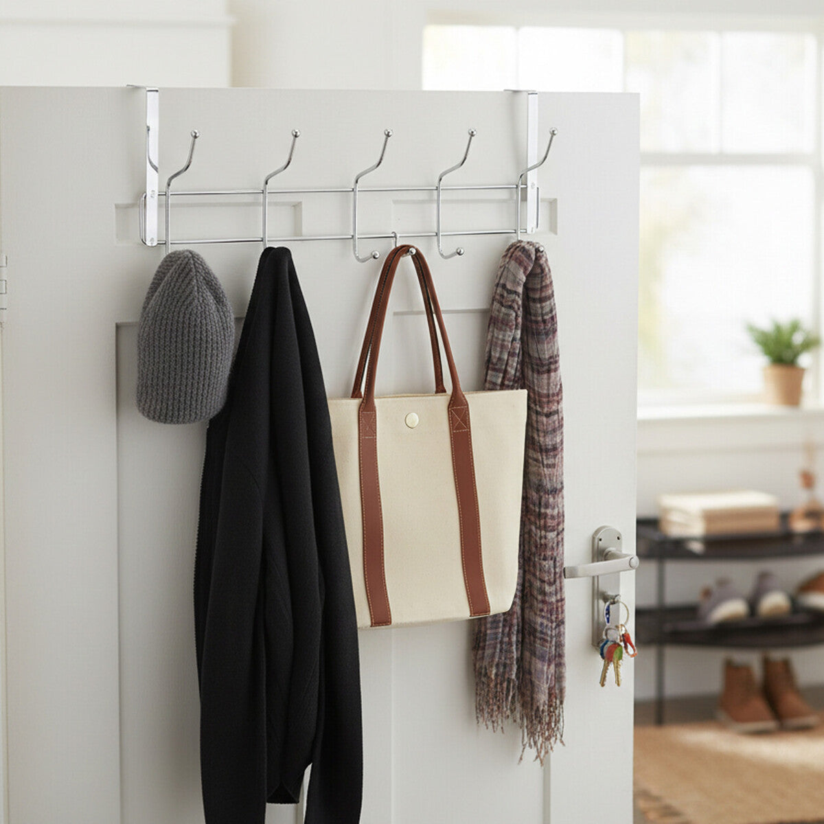 Chic Ten Hook Over Door Chrome Hanger