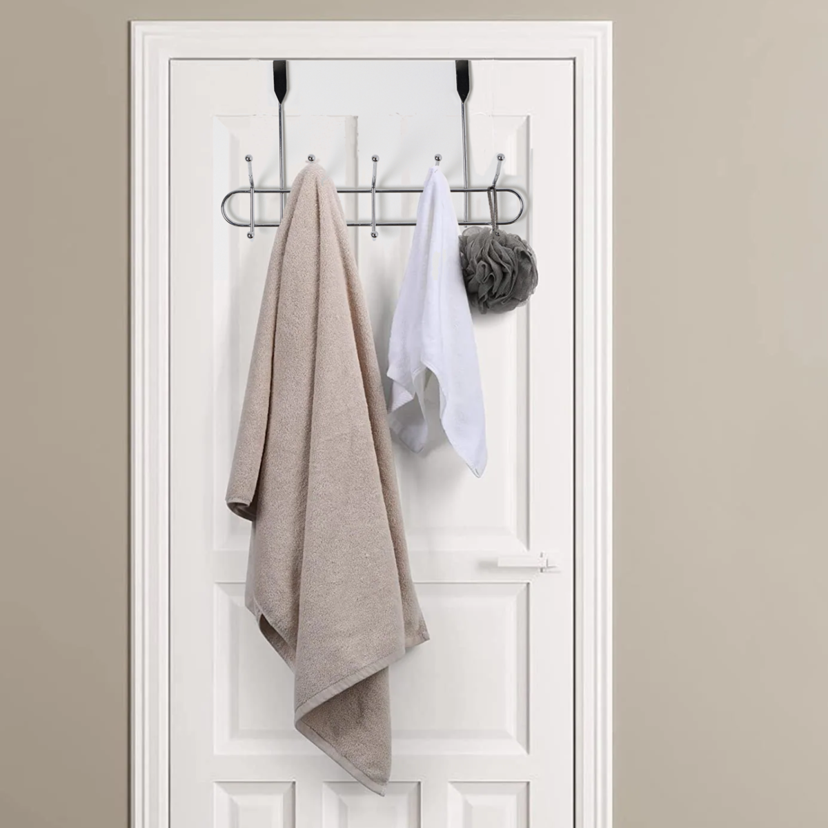 Chic Deluxe Chrome 10 Hook Over Door Hanger